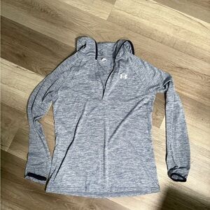 Under Armour Gray Fitted Hoodie Polo Sweatshirt